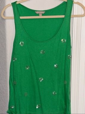 Banana Republic Green Sequin Scoop Neck Tank